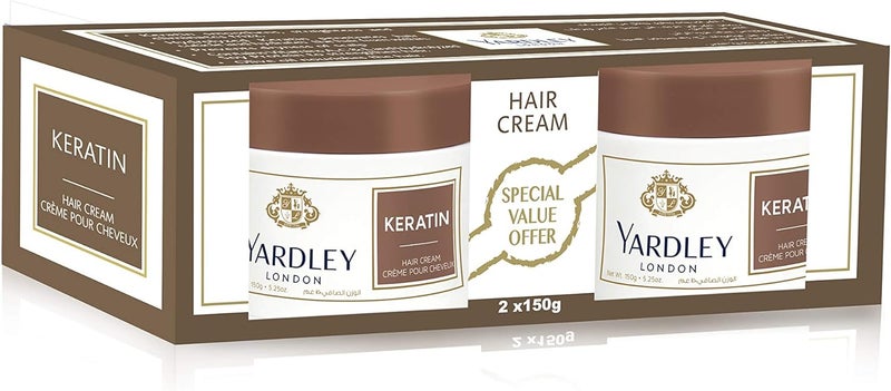 Yardley كريم شعر ياردلي كيراتين - 2 × 150 جرام للترطيب والتصفيف - Image 1
